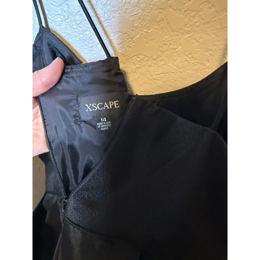 Xscape Black Floral High Low Cocktail Party Dress Women's Size 14 - Picture 3 of 3